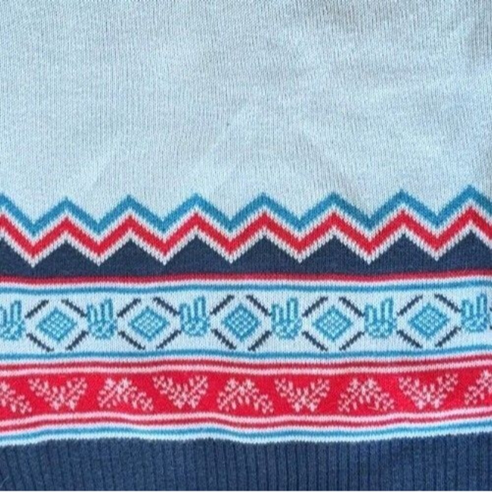 Dutch Bros Sweater Size M Blue Fair Isle Nordic Blue Red Unisex Limited Edition - Picture 3 of 7